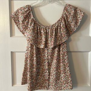 Floral Ruffle Off-Shoulder Blouse - Multi